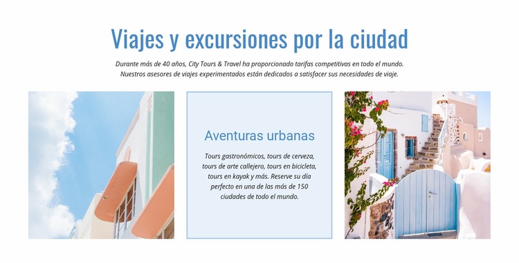 Recorridos por la ciudad y viajes Maqueta de sitio web