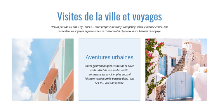 Visites de la ville et voyages Modèle de site Web