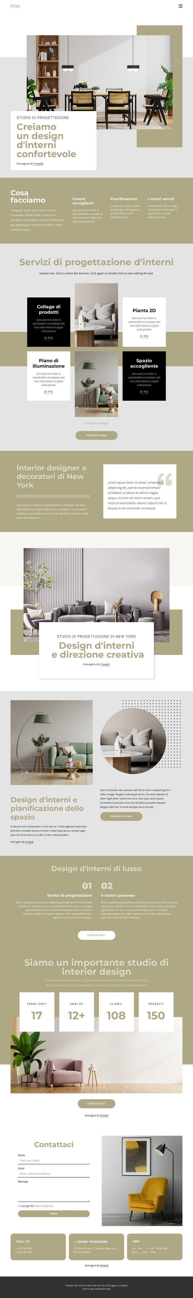 Creiamo interni confortevoli Mockup del sito web