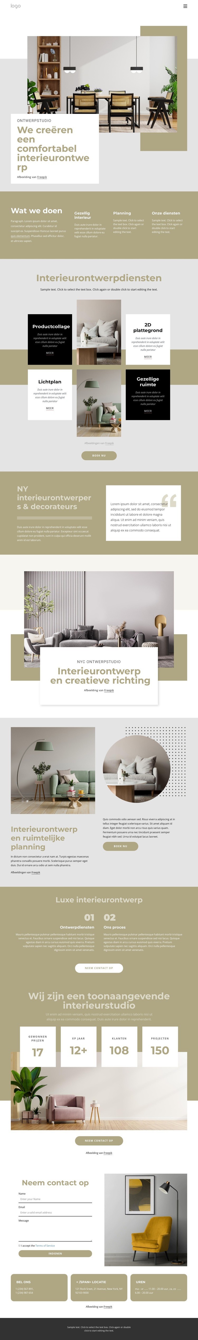 Wij creëren een comfortabel interieur Website mockup