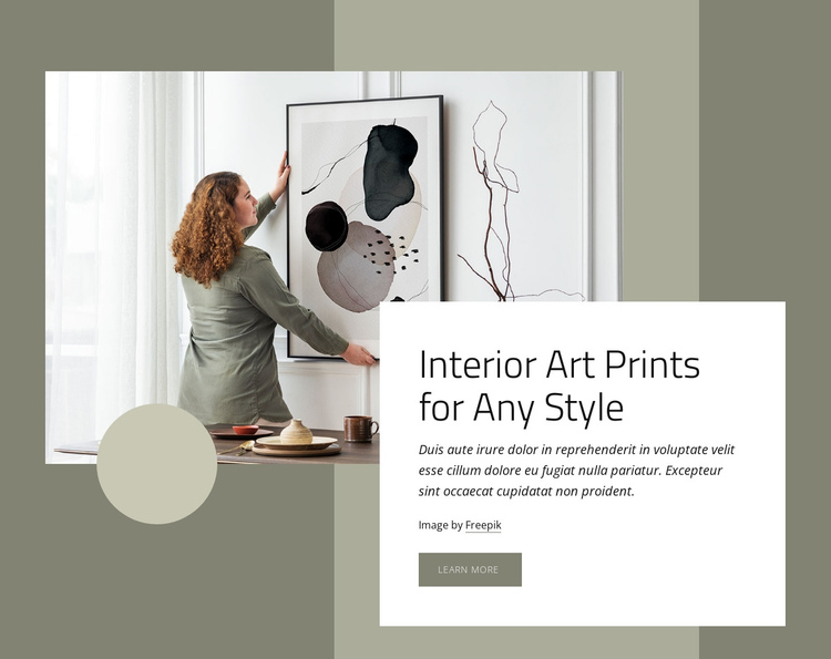 Art prints for any style One Page Template