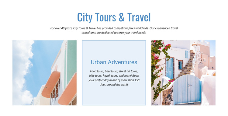 City tours and travel  One Page Template