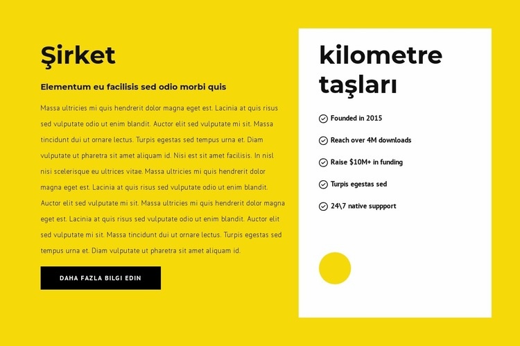 Şirket kilometre taşları Html Web Sitesi Oluşturucu