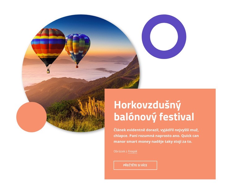 Horkovzdušný balónový festival Šablona webové stránky