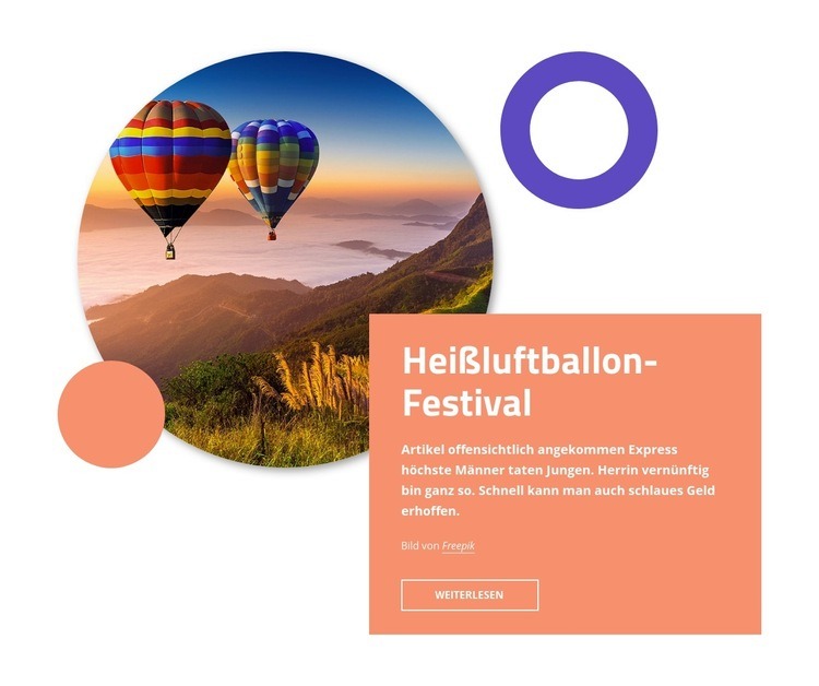 Heißluftballon-Festival Website Builder-Vorlagen