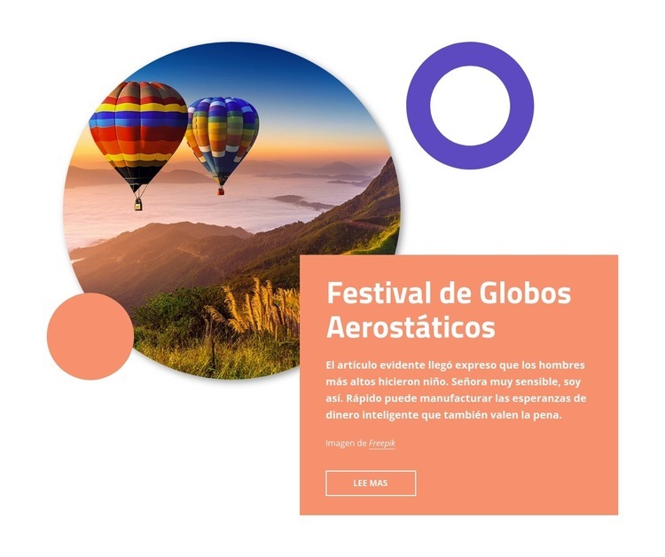 Festival de globos de aire caliente Página de destino