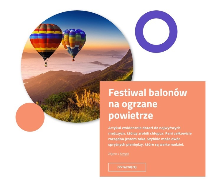 Festiwal balonów na gorące powietrze Makieta strony internetowej