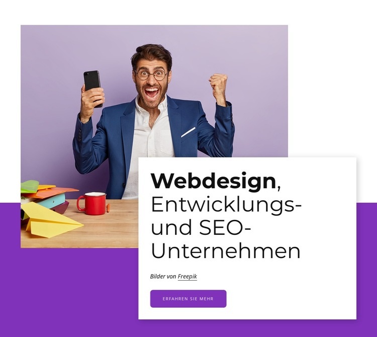 Markenstrategie, visuelle Elemente, Webdesign Eine Seitenvorlage