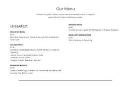 Template Demo For Part Of The Menu