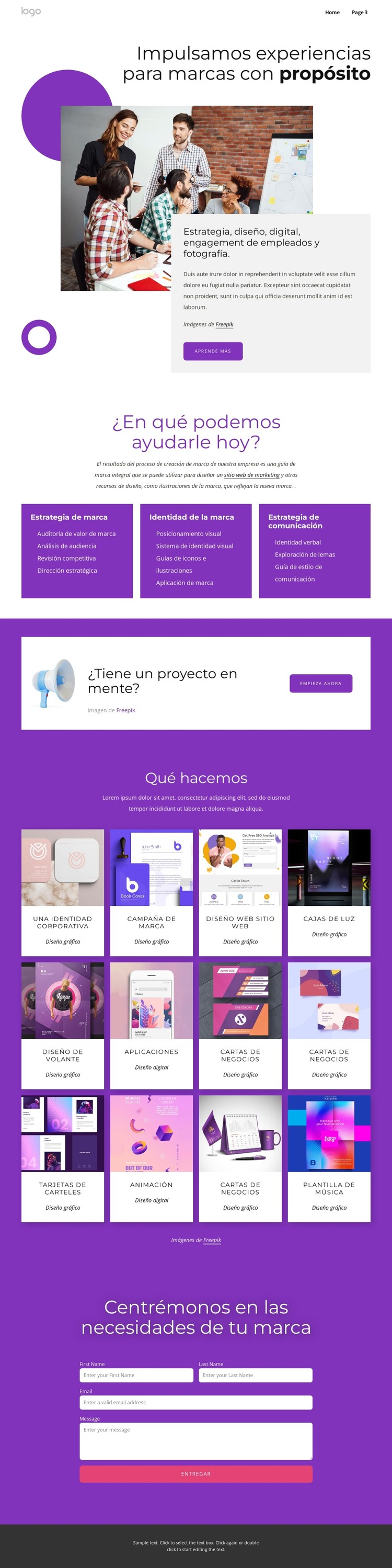 Branding completo y diseño web. Plantilla CSS