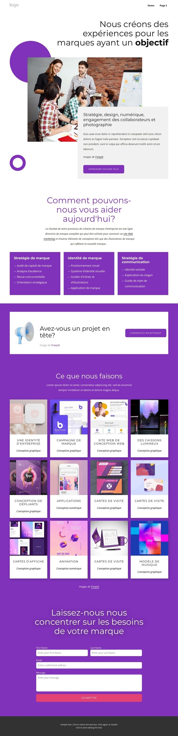 Image de marque complète et conception Web Modèles de constructeur de sites Web