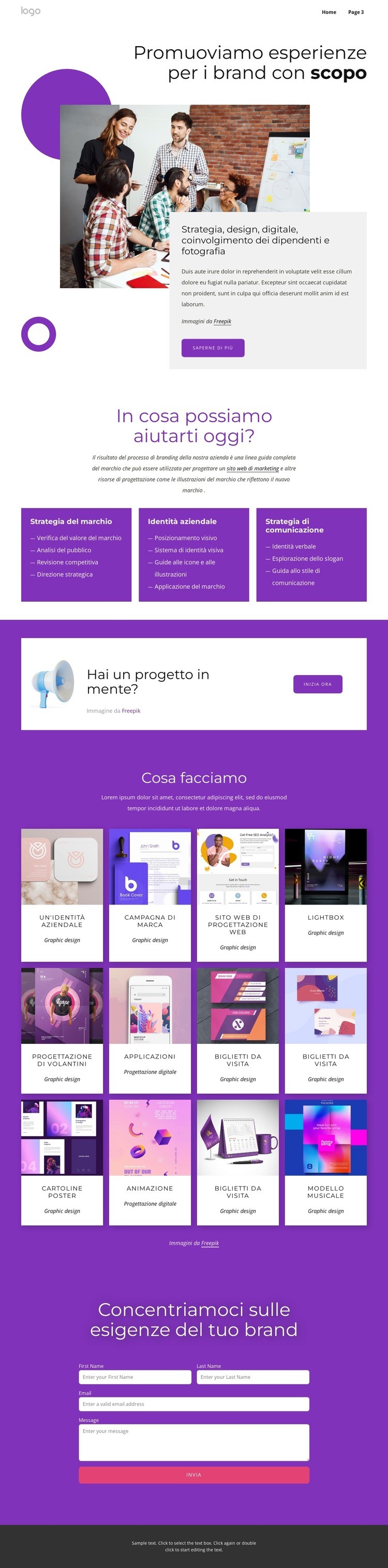 Branding e web design completi Mockup del sito web