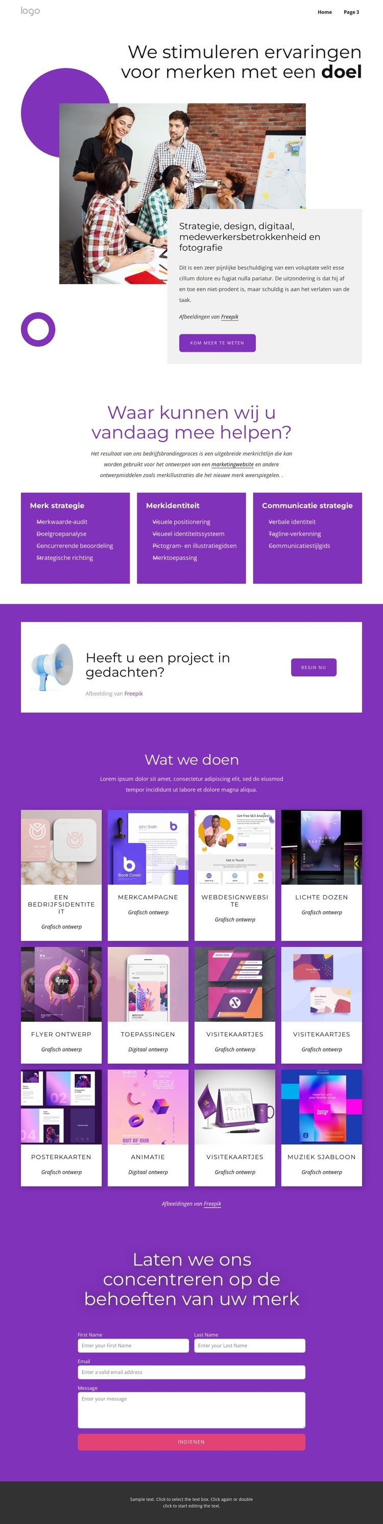 Volledige huisstijl en webdesign HTML5-sjabloon