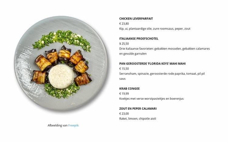 Diverse salades Website ontwerp