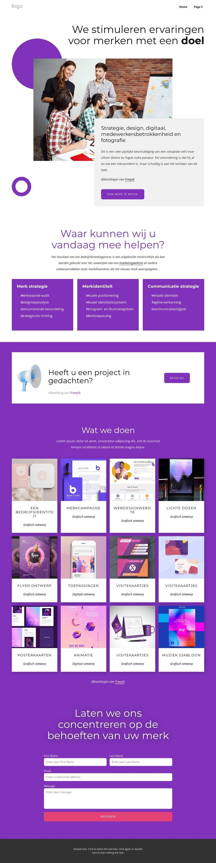 Volledige huisstijl en webdesign Website sjabloon