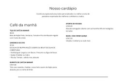 Parte Do Cardápio - Modelo HTML5