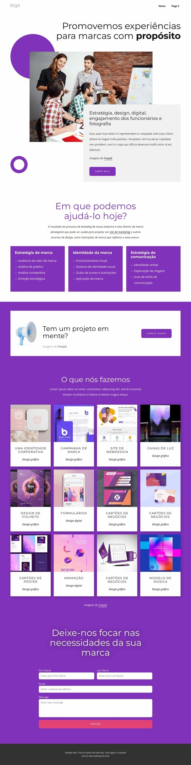 Branding completo e web design Landing Page