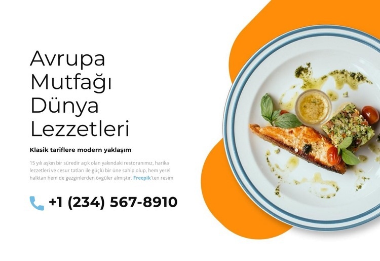 Avrupa mutfağı Web Sitesi Mockup'ı
