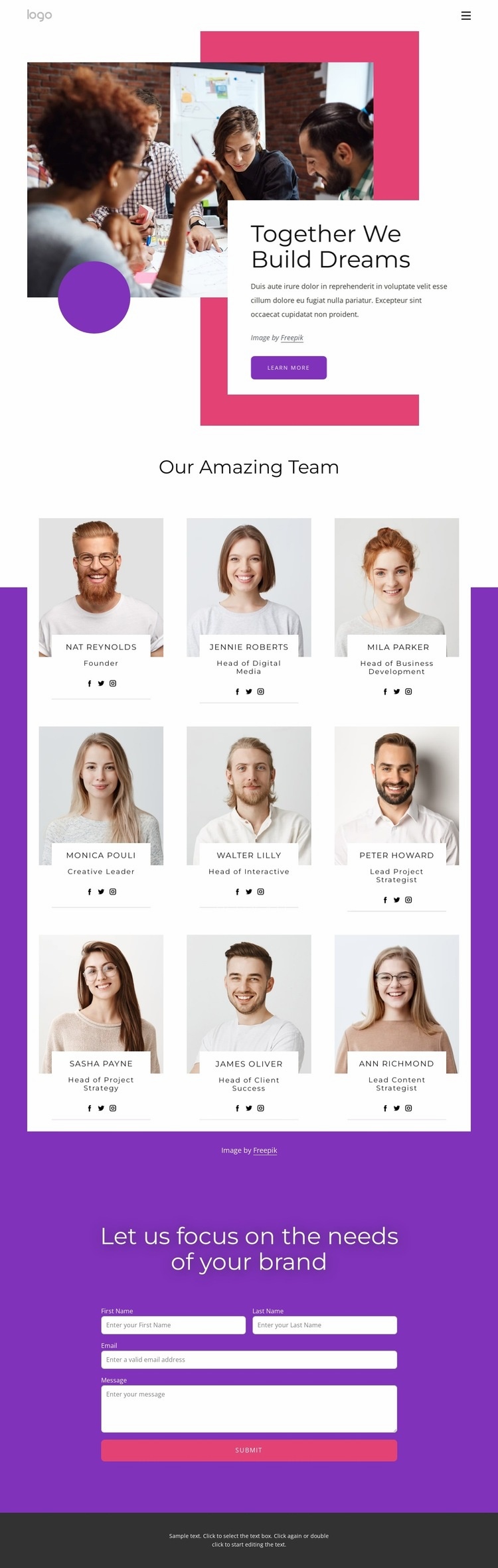 Together we build dreams Squarespace Template Alternative