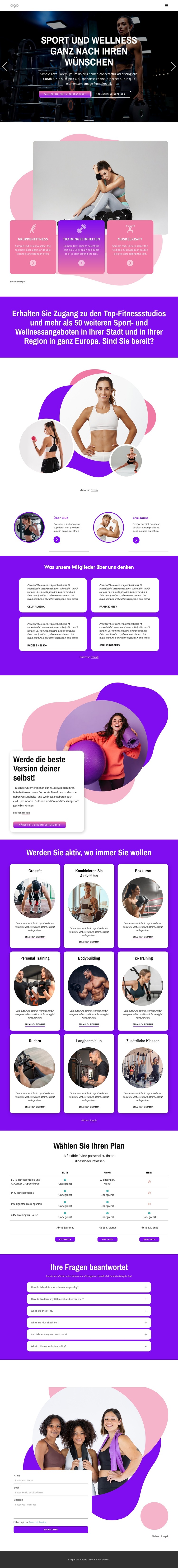 Der flexibelste Sport und Wellness Website-Vorlage