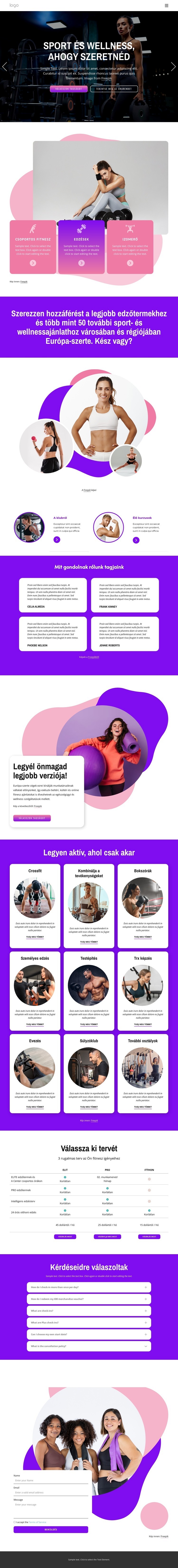 A legrugalmasabb sport és wellness HTML Sablon