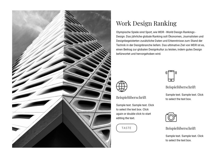 Ranking der Arbeitsgestaltung CSS-Vorlage