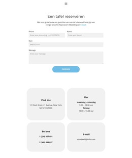 Webpagina Voor Een Tafel Reserveren