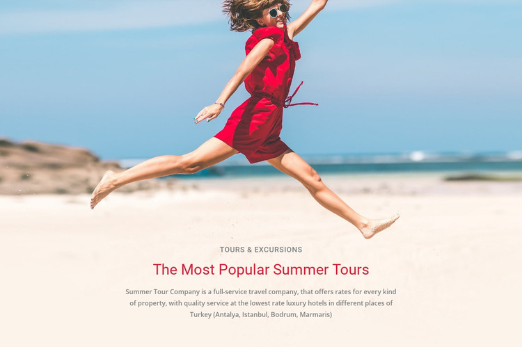 Popular summer tours  Homepage Design