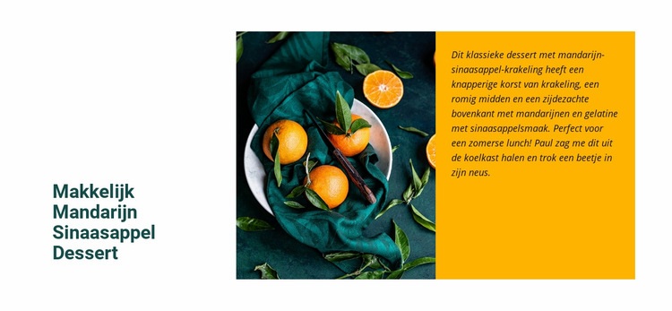 Mandarijn-oranje dessert Website ontwerp