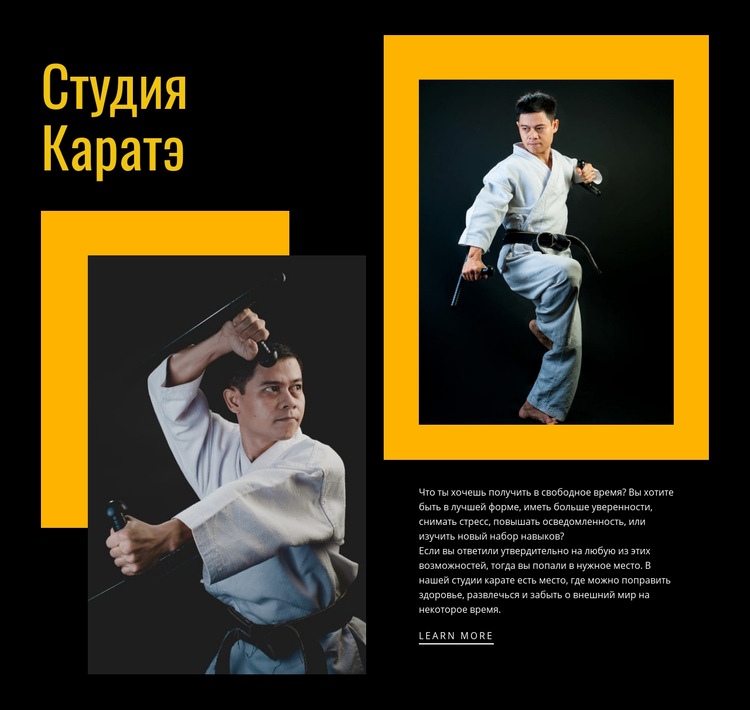 Студия спортивного карате Мокап веб-сайта