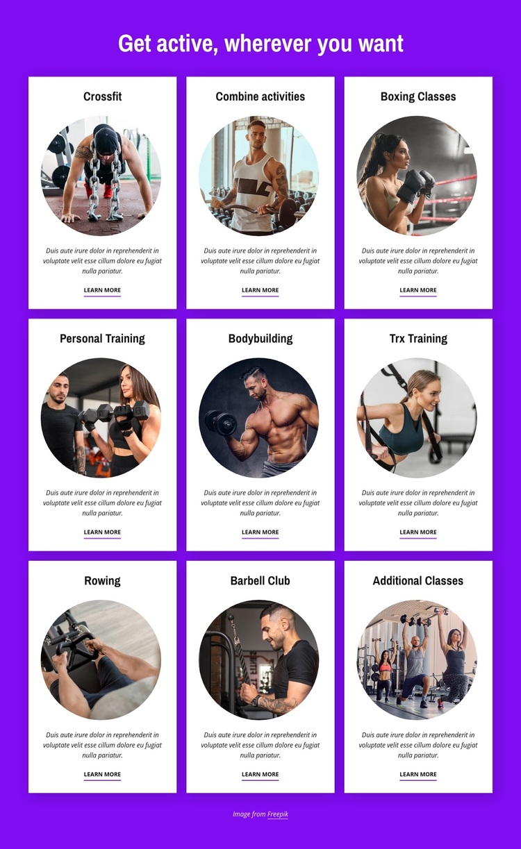 Lift weights, try some cardio Joomla Page Builder
