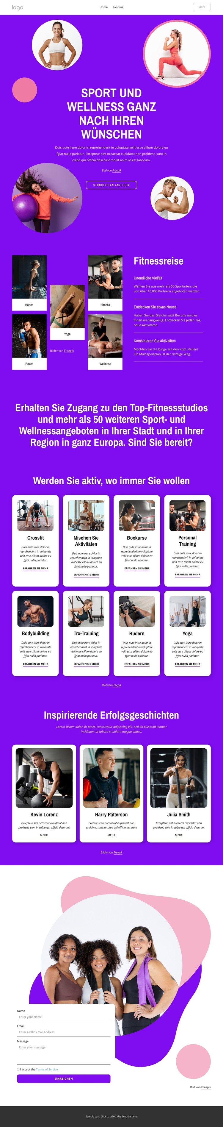 Sport und Wellness ganz nach Ihren Wünschen HTML-Vorlage