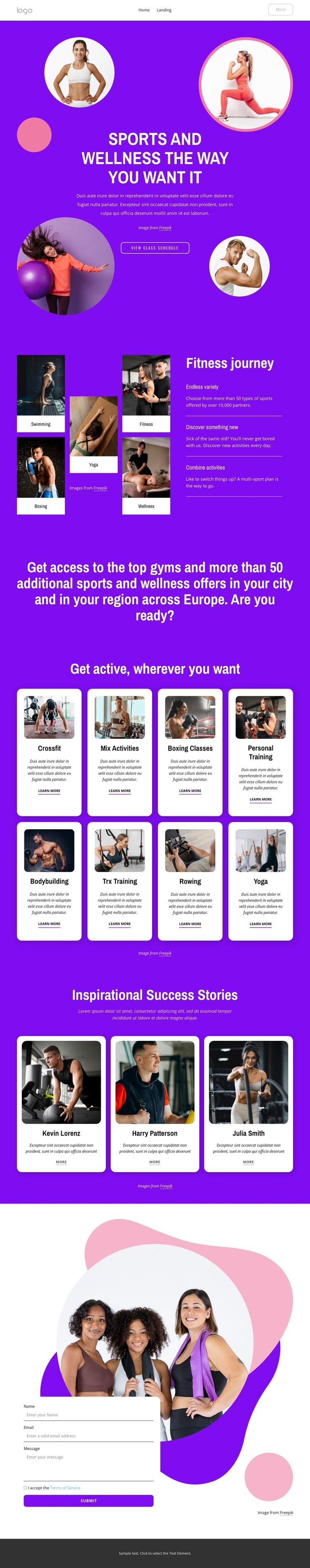 Sports and wellness the way you want it Homepage Design