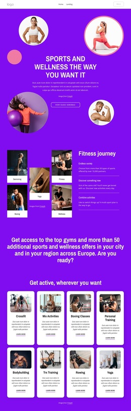 Sports And Wellness The Way You Want It - Web Development Template