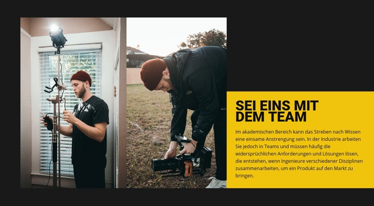 Sei eins mit dem Team Eine Seitenvorlage