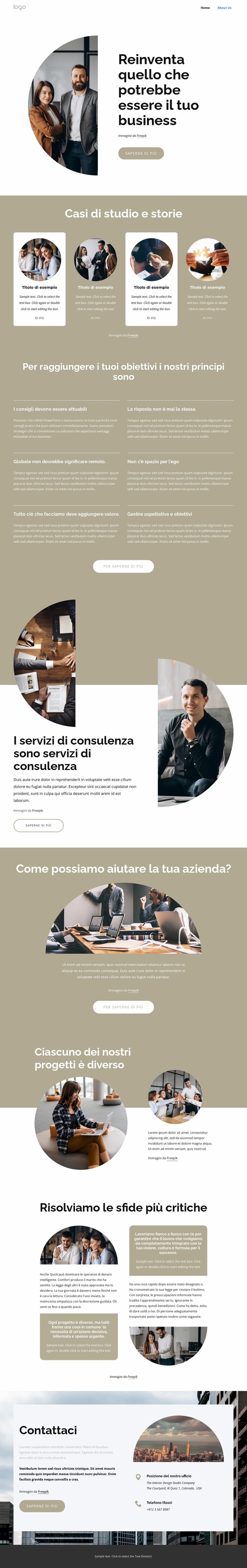 Una società di consulenza leader a livello mondiale Mockup del sito web