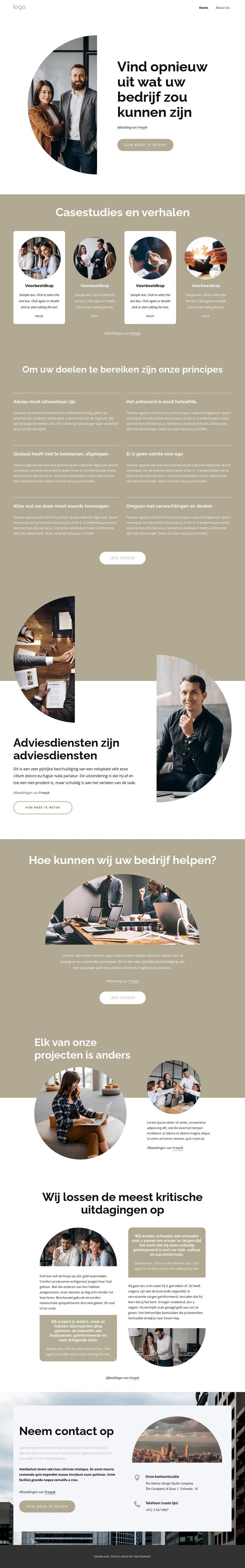 Een toonaangevend wereldwijd adviesbureau Website mockup