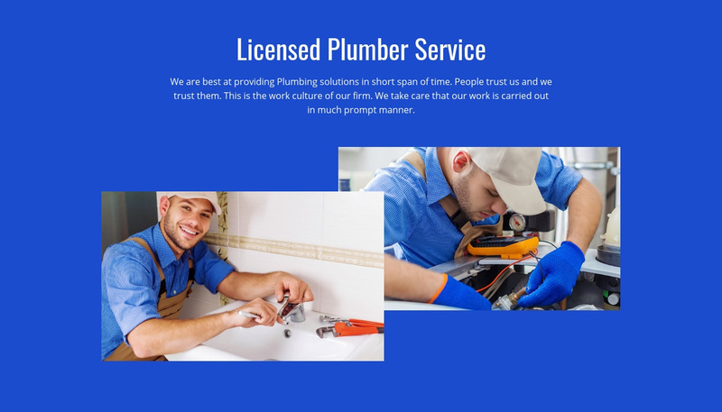 Innovative plumbing service Web Page Design