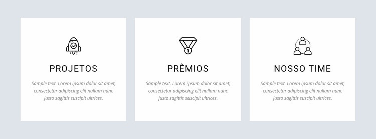 Nossos projetos e prêmios Maquete do site