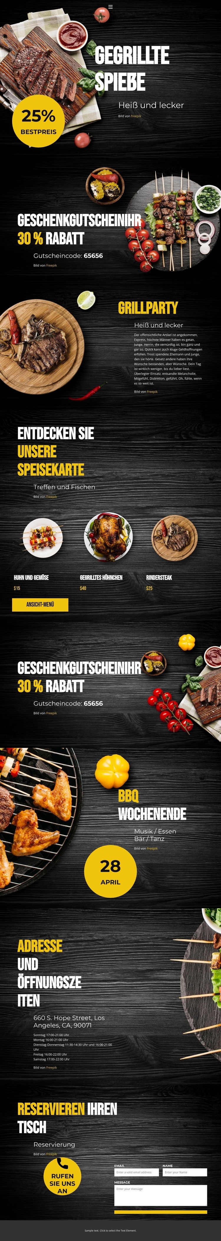 Gegrillte Spieße Landing Page