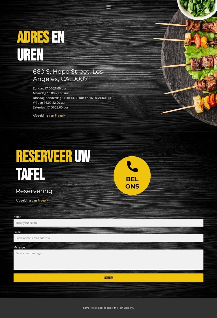 Contacten van onze restaurants Website Builder-sjablonen