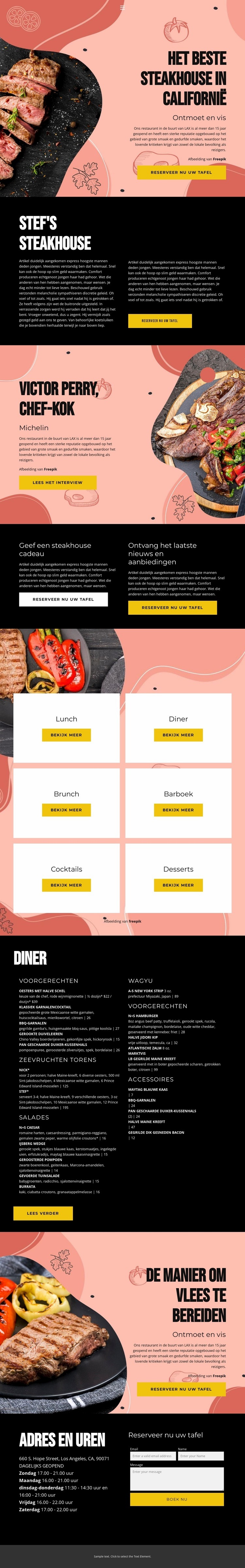 Exclusieve chef-kok Website ontwerp