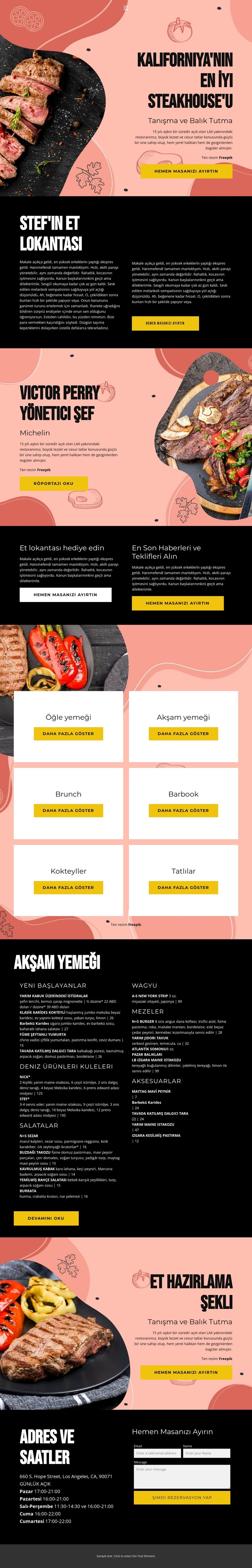 Özel şef Web Sitesi Şablonu