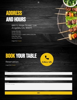 Contacts Of Our Restaurants - Responsive Design