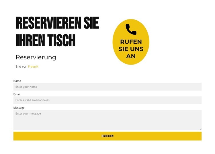 Reservieren Sie Ihren Tisch HTML5-Vorlage