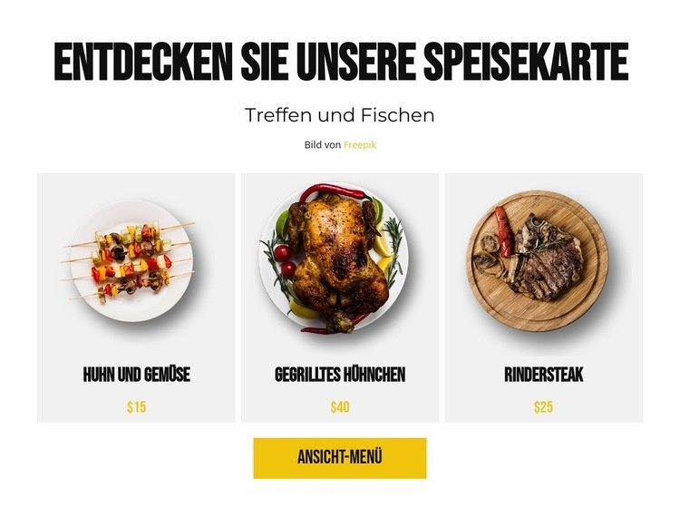 Entdecken Sie unsere Speisekarte Website Builder-Vorlagen