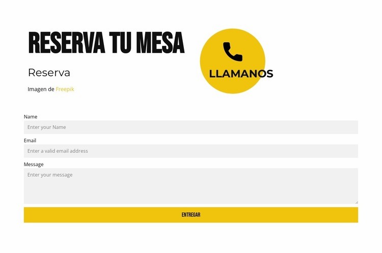 Reserva tu mesa Diseño de páginas web