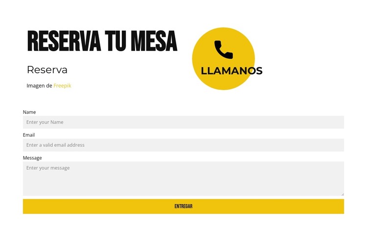 Reserva tu mesa Plantilla HTML