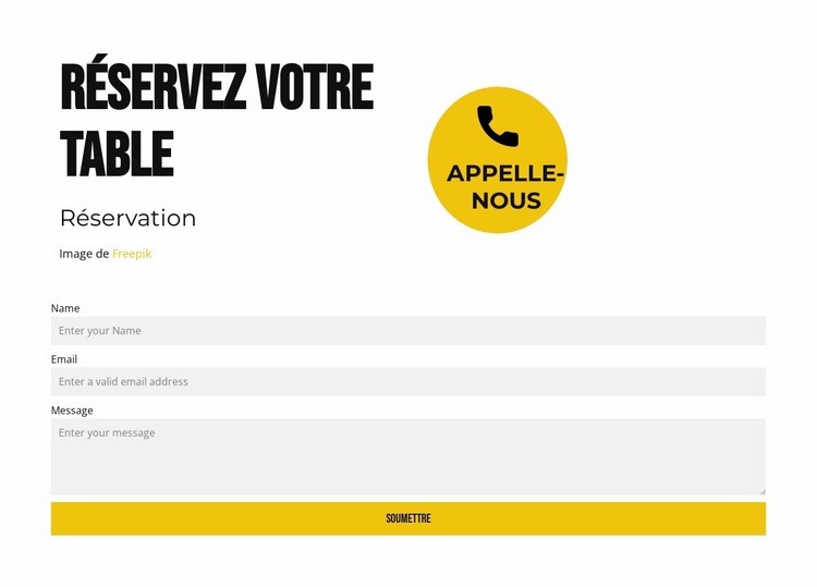 Réservez votre table Conception de site Web