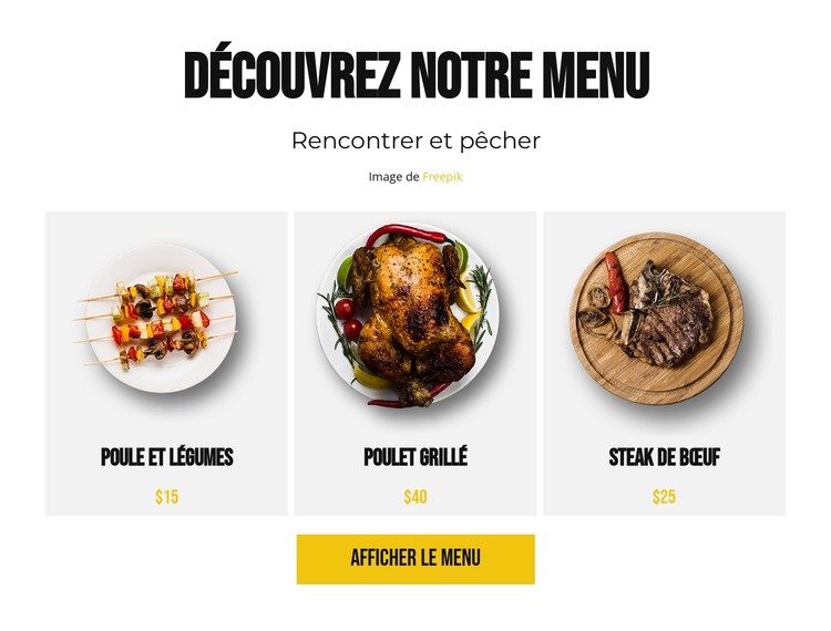 Découvrez notre menu Modèle CSS